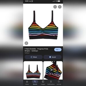 Tomboyx V Neck Bralette with Rainbow Stripes Size 3x